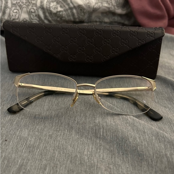 Gucci Vintage Rare Prescription Eyeglasses Readers Gold Cream & Tortoise Shell - Picture 2 of 9